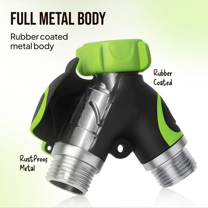 Craft911 Garden Hose Splitter 2 Way Heavy Duty - Leakproof Full Metal Body Faucet Spigot Splitter - Image 3